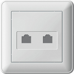 Розетка двойная компьютерная RJ45 кат.5e, в сборе (слоновая кость) Wessen 59 Schneider Electric. Вид 1