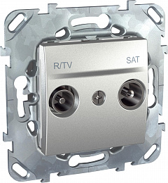 Розетка R-TV/SAT, проходная (алюминий) Unica Top Schneider Electric. Вид 1