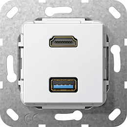 Розетка HDMI+USB (белый) System 55 Gira. Вид 1