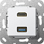 Розетка HDMI+USB (белый) System 55 Gira. Вид 1.