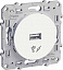 Розетка USB, одиночный разъем (белый) Odace Schneider Electric. Вид 1.