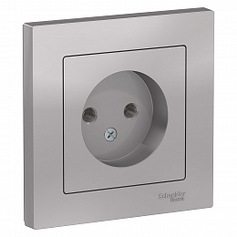 Розетка без заземления, 16А, в сборе (алюминий) Atlas Design Systeme Electric. Вид 1
