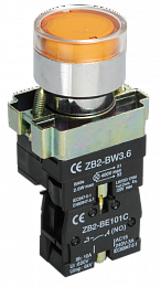 LAY5-BW3561 Кнопка управления жёлтая d22мм с подсветкой 1нз ИЭК. Вид 1