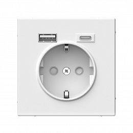 Розетка 16А с 2 USB A+C, 5В/2,4А/3,0А, 2х5В/1,5А, механизм (белый) ARTGALLERY Systeme Electric. Вид 1