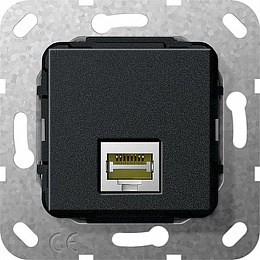 Розетка компьютерная RJ45 (черный) System 55 Gira. Вид 1