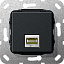 Розетка компьютерная RJ45 (черный) System 55 Gira. Вид 1.