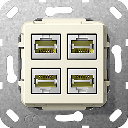 Розетка компьютерная 4xRJ45 (бежевый) System 55 Gira. Вид 1
