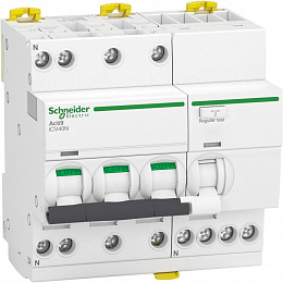 iCV40 Acti9 Дифф. автомат 3P+N, 40A, 6kА, 30mA, тип AC (хар-ка B) Schneider Electric. Вид 1