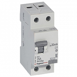 RX3 Блок утечки тока (УЗО) 2-полюсный, 25А, 30mA, тип АC Legrand. Вид 1
