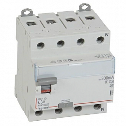 DX3 Блок утечки тока (УЗО) 4-полюсный, 63A, 300mA, тип А, S Legrand. Вид 1