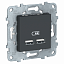 Розетка USB, 2-х местная, 5B/2100ма (антрацит) Unica New Schneider Electric. Вид 1.