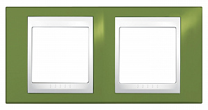 Рамка 2-постовая горизонтальная (белый/фисташковый) Unica Хамелеон Schneider Electric. Вид 1