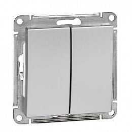 Выключатель 2-клавишный, 10АХ, механизм (матовый хром) Wessen 59 Systeme Electric. Вид 1