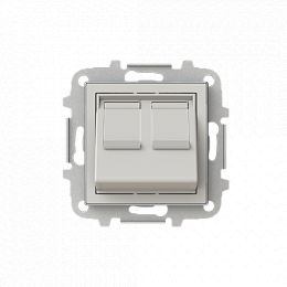 8516.8 DN Накладка для 2-х суппортов/разъёмов типа 2017... и/или 2018..., наклонная, со шторками, SKY, Дюна ABB. Вид 1