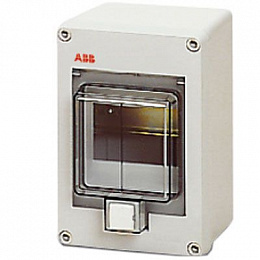 12 644 Бокс настенного монтажа серый на 4 мод. (с пр. дверцей, вверх) 125х180х105 IP55 ABB. Вид 1