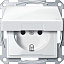 Розетка 2P+E, с заземлением, безвинтовой зажим, с крышкой, IP44 (белый) Merten Schneider Electric. Вид 1.