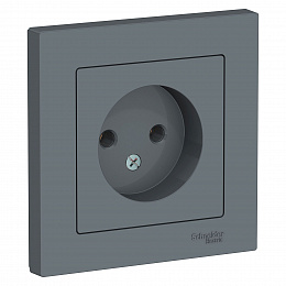 Розетка без заземления, 16А, в сборе (грифель) Atlas Design Systeme Electric. Вид 1