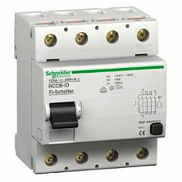 iID 4Р 80A 30mA AC Блок утечки тока 4-полюсный, 80A, 30mA, тип АC (УЗО) Schneider Electric. Вид 1