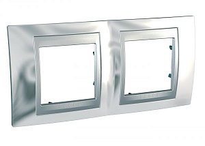Рамка 2-постовая (алюминий/хром глянцевый) Unica Top Schneider Electric. Вид 1