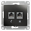 Розетка двойная RJ11+RJ45, кат.5e (антрацит) Glossa Systeme Electric. Вид 1.