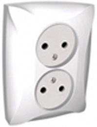 Розетка двойная без заземления, 16А, в сборе (белый) Дуэт Schneider Electric. Вид 1