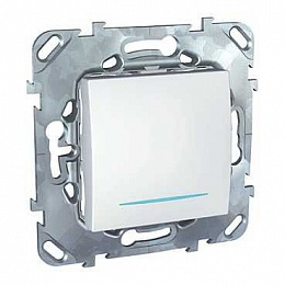 Переключатель 1-клавишный с индикацией, сх.6 (белый) Unica Schneider Electric. Вид 1