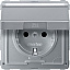Механизм розетки с крышкой пол.д/надписи (алюминий) Merten Aquadesign Schneider Electric. Вид 1.