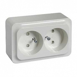 Розетка двойная без заземления, без шторок,16А, 250В (белый) Quick Schneider Electric. Вид 1