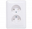 Розетка двойная без заземления со шторками, 16А, в сборе (белый) Wessen 59 Systeme Electric. Вид 1.