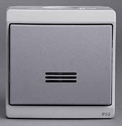 Выключатель кнопочный с подсветкой, о/у, в сборе IP55 (серый) Mureva Schneider Electric. Вид 1