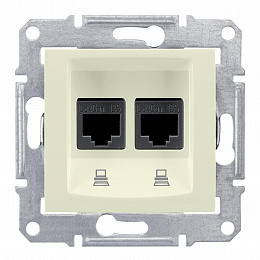 Розетка компьют., RJ45, двойн.,кат. 5е, экран. stp, с пруж. заж (бежевый) Sedna Schneider Electric. Вид 1