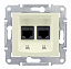 Розетка компьют., RJ45, двойн.,кат. 5е, экран. stp, с пруж. заж (бежевый) Sedna Schneider Electric. Вид 1.