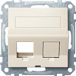Плата наклонная для keystone RJ45 2 поста, sm (бежевый) Merten Schneider Electric. Вид 1