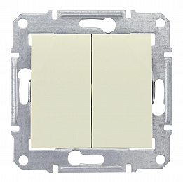 Выключатель 2-клавишный, IP44, сх. 5, 10а, 250В (бежевый) Sedna Schneider Electric. Вид 1