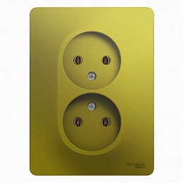 Розетка двойная без заземления,16А, 250В, в сборе (фисташковый) Glossa Systeme Electric. Вид 1