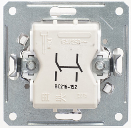 Выключатель 1-клавишный, 2-полюсный, 16АХ, механизм (шампань) Wessen 59 Schneider Electric. Вид 1