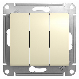 Выключатель 3-клавишный, сх.3, 10АХ, механизм (бежевый) Glossa Systeme Electric. Вид 1