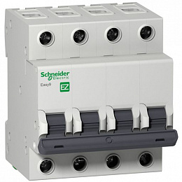 Автоматический выключатель 4-полюсный, 10А, 4,5kА (хар-ка C) EASY 9 Schneider Electric. Вид 1