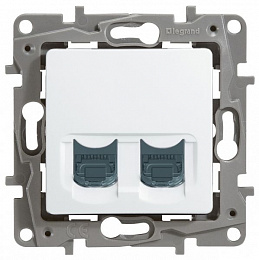 Розетка компьютерная, 2хRJ45, кат.6 UTP (белая) Etika Legrand. Вид 1