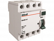 УЗО-03 Блок утечки тока 4-полюсный, 25A, 30mA, тип АC, 6kA DEKraft