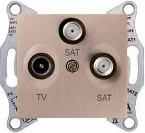 Розетка TV/R/SAT, проходная, 8 db (титан) Sedna Schneider Electric. Вид 1