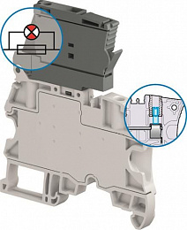 Клемма ZS4-SF-R2 держ.пл.предохр. 5х20мм, LED 24-60В, 2 тестовых гнезда DIA2 TYCO. Вид 1