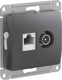 Розетка двойная TV + компьютерная RJ45, кат. 5Е, механизм (графит) Glossa Systeme Electric. Вид 1