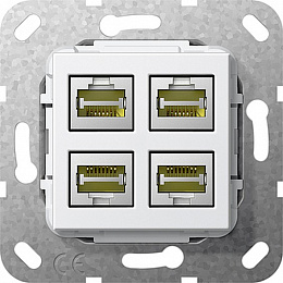 Розетка компьютерная 4xRJ45 (белый) System 55 Gira. Вид 1