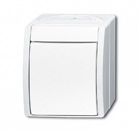 2621 W-54-206 Кнопка 1-клавишная, 1-полюсная, с N-клеммой, IP44, для открытого монтажа, серия ocean, цвет альпийский белый ABB. Вид 1
