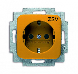 20 EUC-14-212-102 Розетка SCHUKO 16А 250В, серия Busch-Duro 2000 SI оранжевая (центральная плата и суппорт) ABB. Вид 1