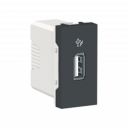 Розетка USB, 5 В/1000 мА, 1 модуль (антрацит) Unica Modular Schneider Electric. Вид 1