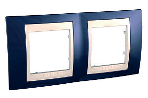 Рамка 2-постовая горизонтальная (бежевый/индиго) Unica Хамелеон Schneider Electric. Вид 1