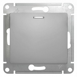 Кнопка нажимная с подсветкой, сх.1А, 10АХ, механизм (алюминий) Glossa Schneider Electric. Вид 1