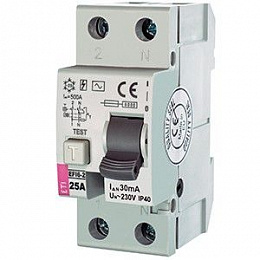 EFI- 2 25/0,03 AC (6kA) NEW Устройство защитного отключения 2-полюсное, 25А, 30мА  ETI. Вид 1